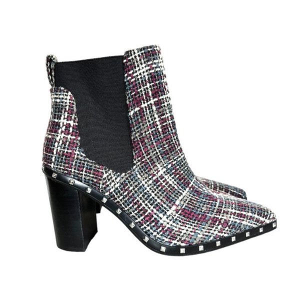 Charles David Shoes - Charles by Charles David Plaid Texture Tweed Studded Boots Size 10 Retails $129